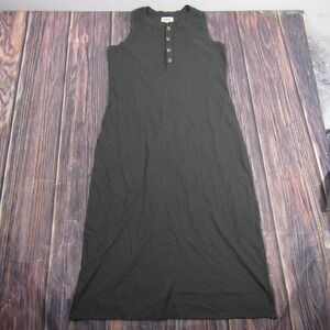 MATE Dress Womens Large Black Midi Sleeveless Henley Tank Knit Made in USA
